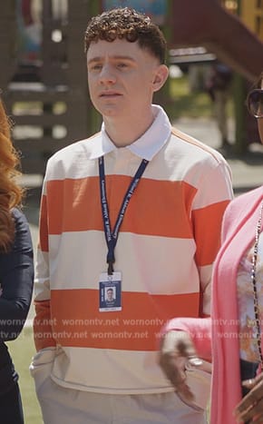 Jacob’s stripe rugby shirt on Abbott Elementary