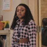 Janine’s pink gingham check dress on Abbott Elementary