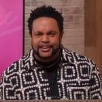 Jawn’s crochet knit jacket on Sherri