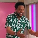 Jawn’s green printed shirt on Sherri