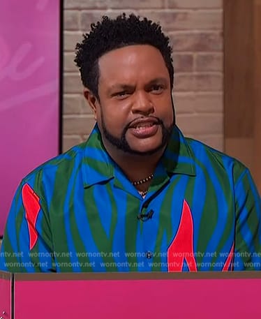 Jawn’s green zebra stripe shirt on Sherri