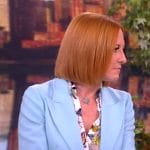 Jes Psaki’s butterfly print blouse and blue blazer on The View