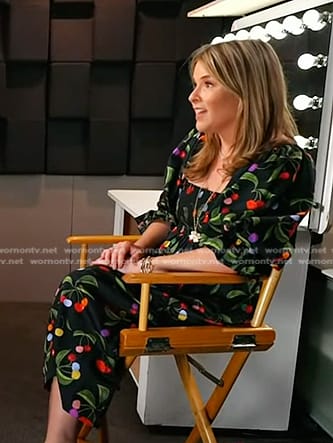 Jenna’s black cherry print smocked dress on Today
