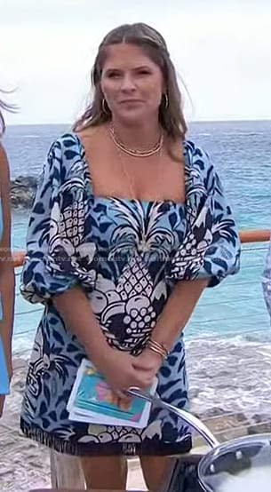 Jenna’s blue fruit print puff sleeve dress on Today