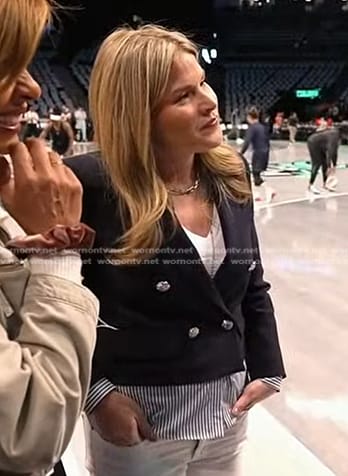 Jenna’s navy mixed media blazer on Today