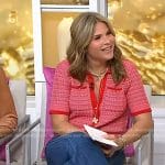 Jenna’s red short sleeve cardigan and jeans on Today