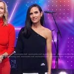 Jennifer Connelly’s black one-shoulder top and white pleated skirt on Good Morning America