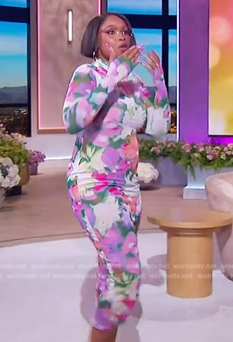 Jennifer’s floral print mesh dress on The Jennifer Hudson Show