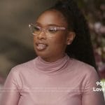 Jennifer’s pink metallic long sleeve dress on The Jennifer Hudson Show