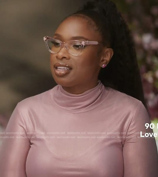 Jennifer’s pink metallic long sleeve dress on The Jennifer Hudson Show