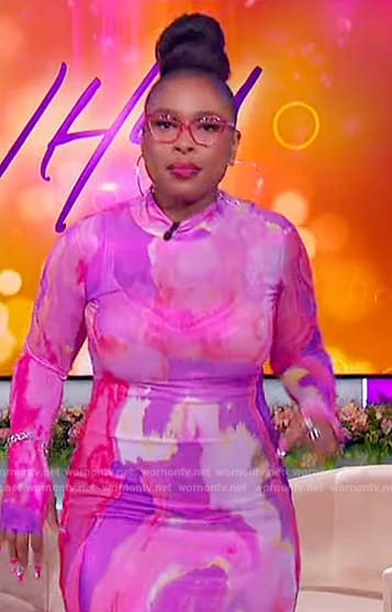Jennifer’s pink tie dye mesh dress on The Jennifer Hudson Show