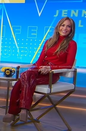 Jennifer Lopez’s pink pvc pants on Good Morning America