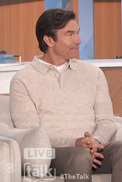 Jerry’s beige polo sweater on The Talk