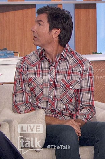 Jerry’s grey and red plaid shirt on The Talk