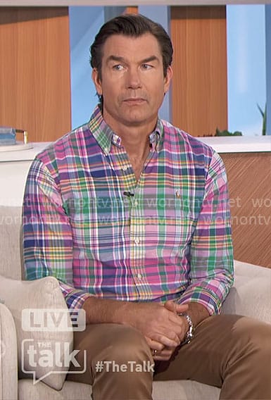 Jerry’s multicolor plaid shirt on The Talk