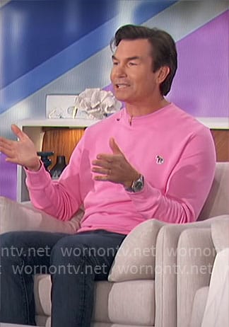 Jerry’s pink zebra patch sweatshirt on The Talk