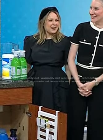 Joanna Teplin’s black ruffle short sleeve mini dress on Today