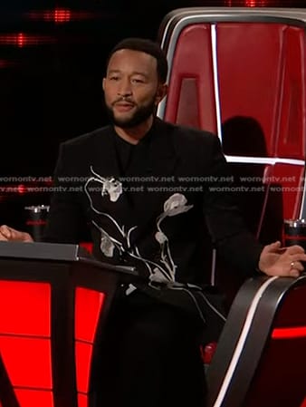 John Legend’s black floral blazer on The Voice