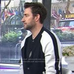 John Krasinski’s black and white colorblock jacket on Today