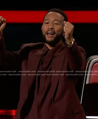 John Legend’s burgundy shirt and suit on The Voice