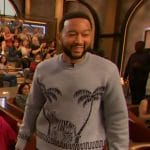 John Legend’s tiger print sweater on The Drew Barrymore Show
