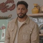 Jordan’s beige splatter print jacket on All American