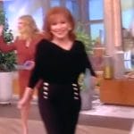 Joy’s black button detail pants on The View
