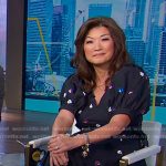 Juju’s navy floral puff sleeve dress on Good Morning America