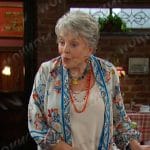 Julie’s white floral duster jacket on Days of our Lives