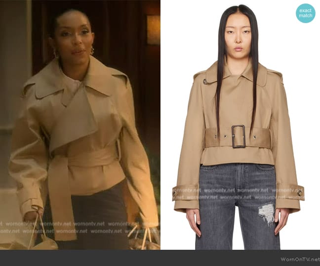 JW Anderson Cropped Cotton Trench Jacket worn by Zoey Johnson (Yara Shahidi) on Grown-ish