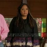 Karen’s black dip dye wrap jacket and pants on 9-1-1
