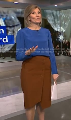 Kate’s brown wrap skirt on NBC News Daily