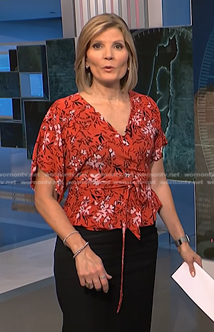 Kate’s red floral wrap top on NBC News Daily