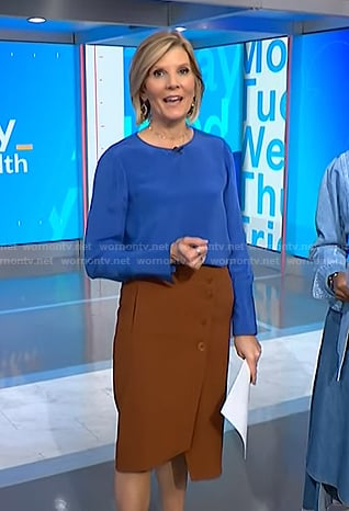 Kate’s brown wrap skirt on NBC News Daily