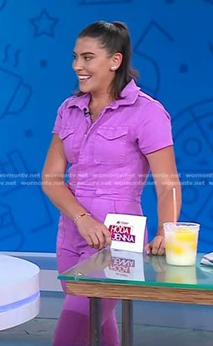 Katie Stilo’s pink short sleeve jumpsuit on Today
