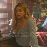 Kelly’s blue cable knit top and cardigan set on Pretty Little Liars Original Sin
