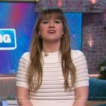 Kelly’s stripe eyelet crop top on The Kelly Clarkson Show