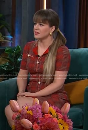 Kelly’s red plaid dress on The Kelly Clarkson Show