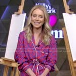 Kelly’s red and blue abstract print dress on Live with Kelly and Mark