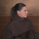 Kendall’s mixed media cape dress on The Kardashians