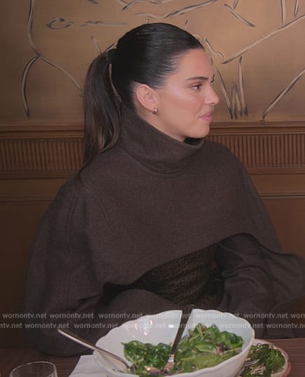 Kendall’s mixed media cape dress on The Kardashians