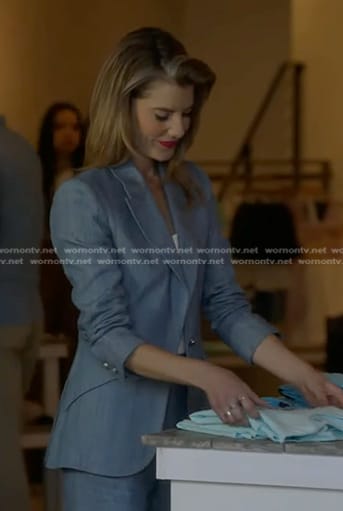 Kim’s blue striped blazer and pants on 9-1-1