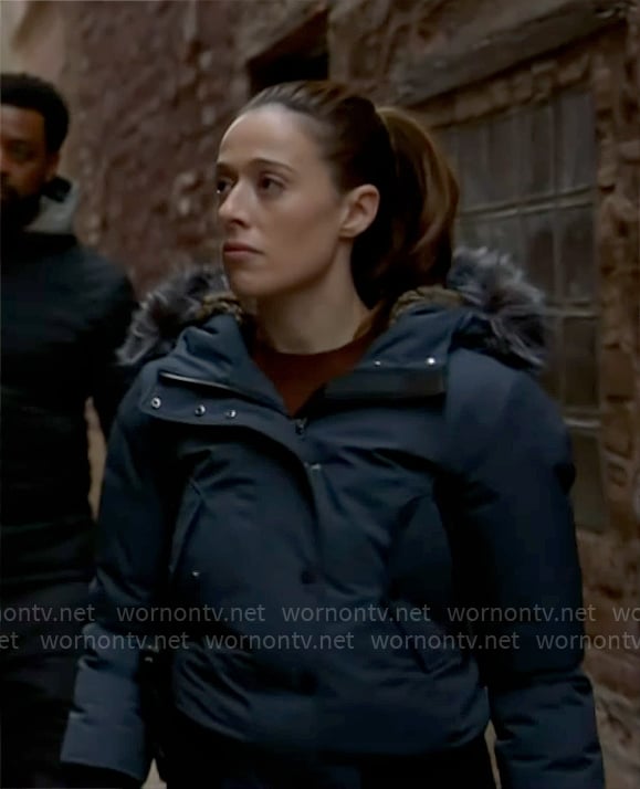 Kim’s blue padded jacket on Chicago PD
