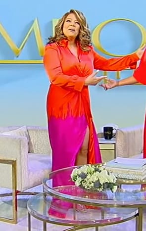 Kim Fields’ red ombre maxi dress on Tamron Hall Show