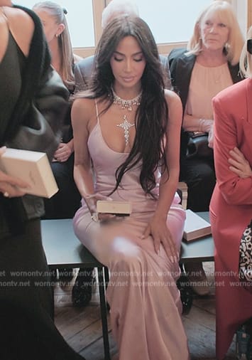 Kim’s pink satin gown on The Kardashians