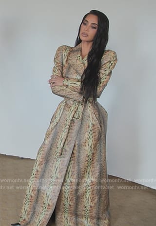 Kim’s animal print trench coat on The Kardashians