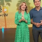 Kit’s green eyelet maxi dress on Access Hollywood