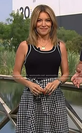 Kit’s black tank top and gingham skirt on Access Hollywood