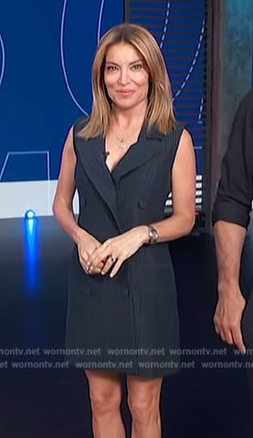 Kit’s pinstripe sleeveless blazer dress on Access Hollywood