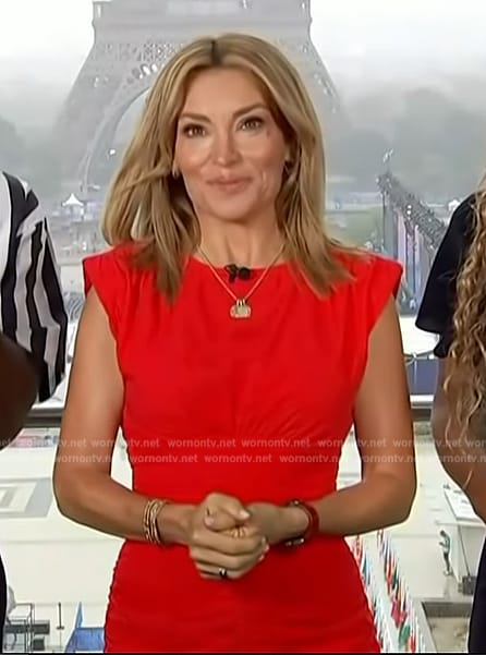 Kit’s red ruched dress on Access Hollywood